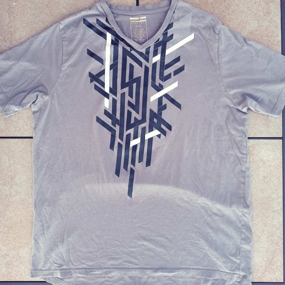 Sean John sz 2XL Gray V Neck T Shirt